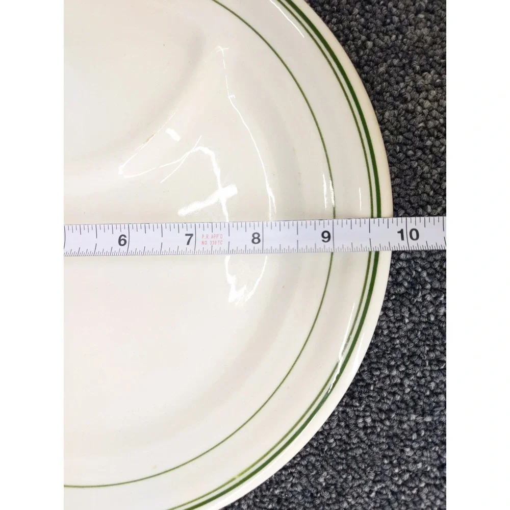 Wellsville Green Band Divided Grill Plates 9.5